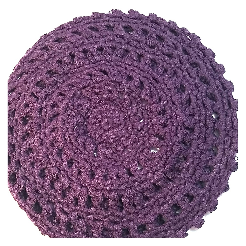 Plum colored knit beret